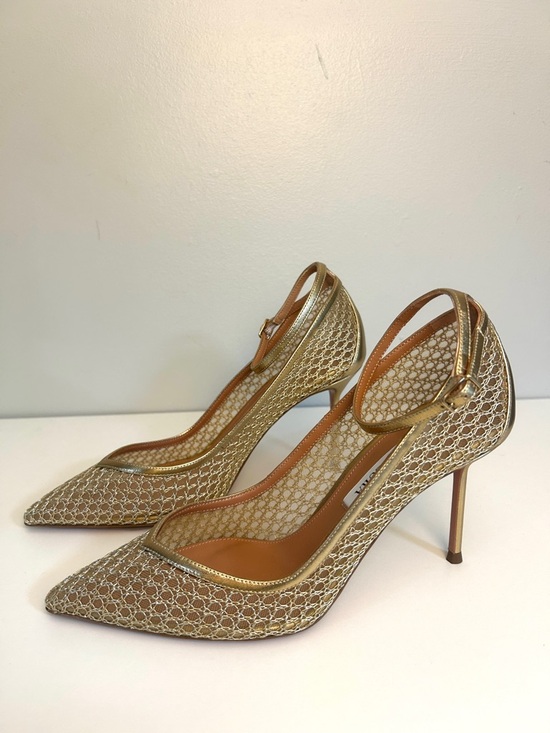 Aquazzura Shoes - Aquazzura Asha Mesh Pump 85 Metallic Gold Pointed Toe AUTHENTIC
